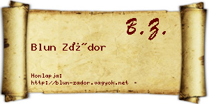 Blun Zádor névjegykártya